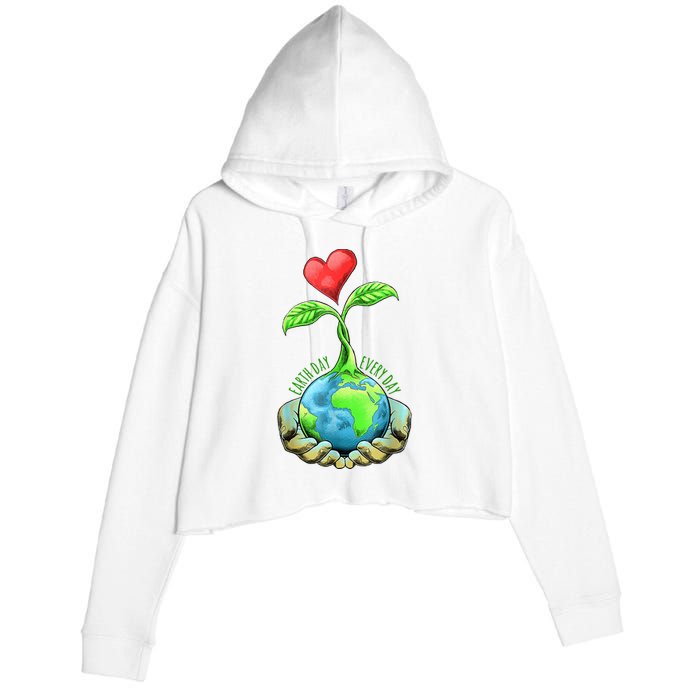 Earth Day Everyday Nature Heart Crop Fleece Hoodie