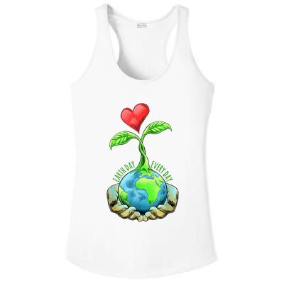 Earth Day Everyday Nature Heart Ladies PosiCharge Competitor Racerback Tank