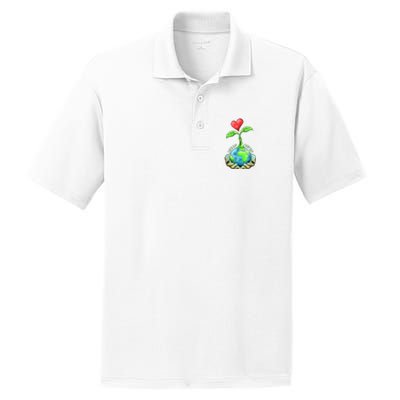 Earth Day Everyday Nature Heart PosiCharge RacerMesh Polo