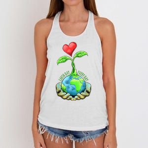 Earth Day Everyday Nature Heart Women's Knotted Racerback Tank