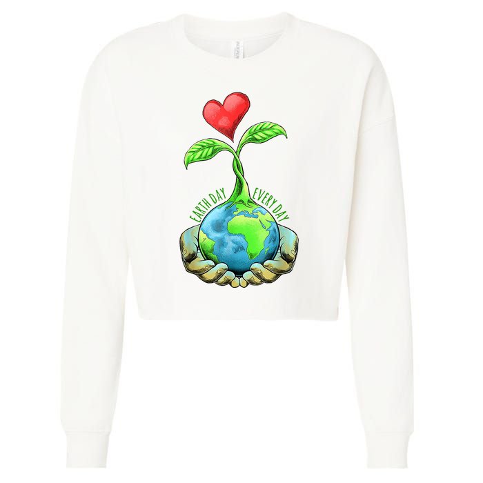 Earth Day Everyday Nature Heart Cropped Pullover Crew