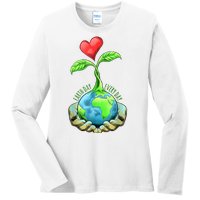 Earth Day Everyday Nature Heart Ladies Long Sleeve Shirt