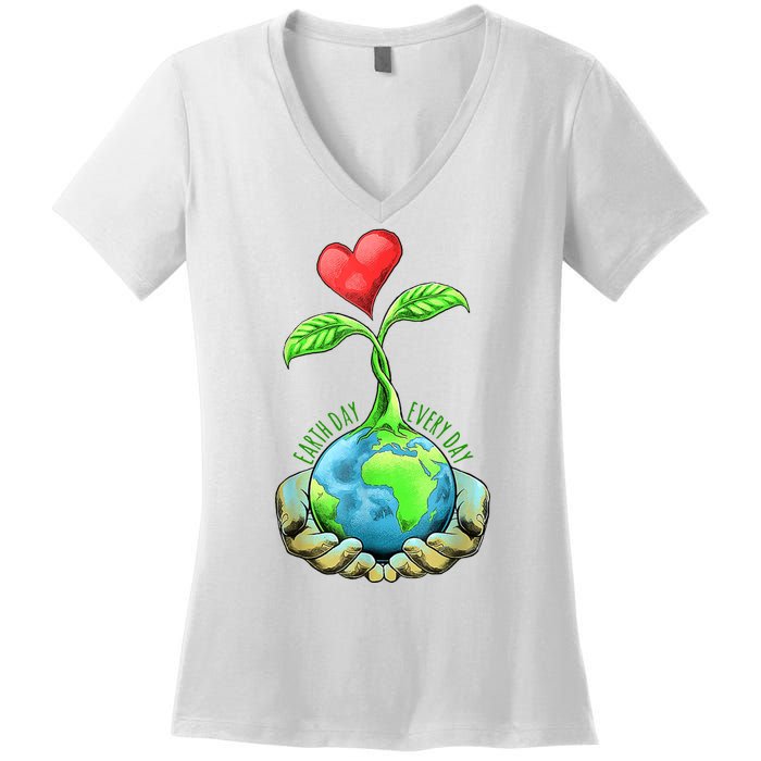 Earth Day Everyday Nature Heart Women's V-Neck T-Shirt