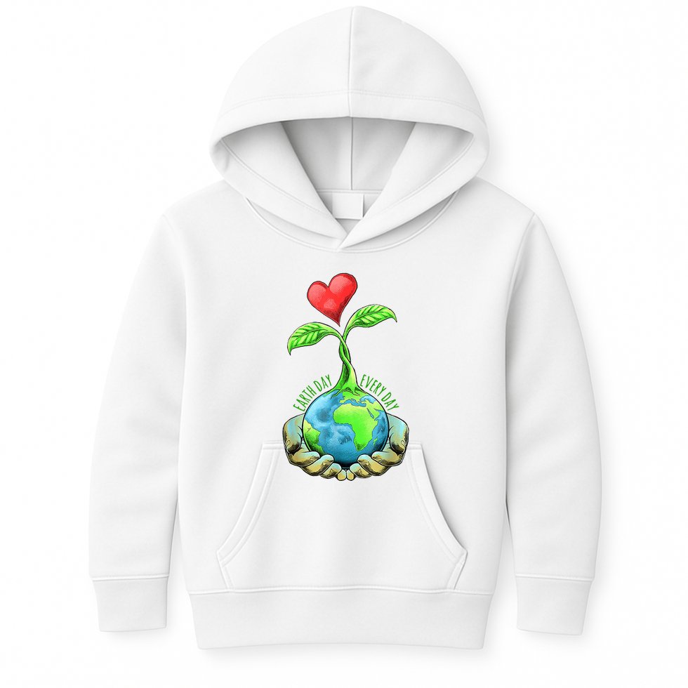 Earth Day Everyday Nature Heart Kids Hoodie