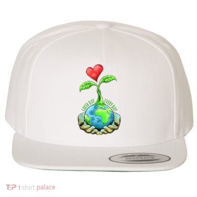 Earth Day Everyday Nature Heart Wool Snapback Cap
