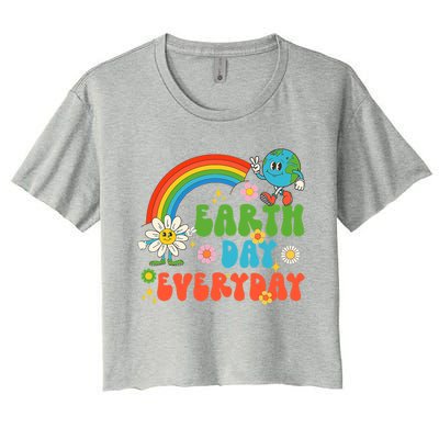 Earth Day Everyday Rainbow Hippie Groovy Save Planet Earth Gift Women's Crop Top Tee