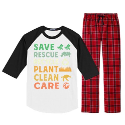 Earth Day Ecofriendly Message Raglan Sleeve Pajama Set