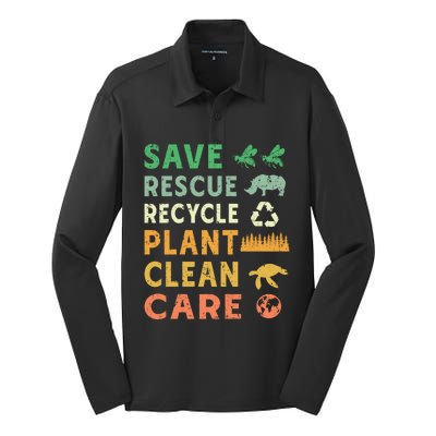 Earth Day Ecofriendly Message Silk Touch Performance Long Sleeve Polo