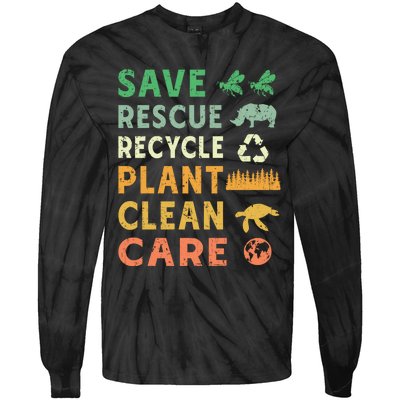 Earth Day Ecofriendly Message Tie-Dye Long Sleeve Shirt