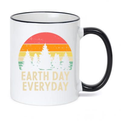 Earth Day Everyday Trees Retro Nature Environtalist Funny Gift 11oz Black Color Changing Mug