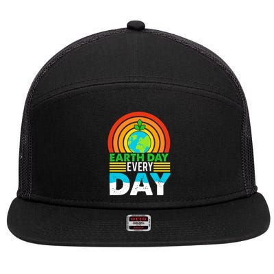 Earth Day Everyday Eco Awareness 7 Panel Mesh Trucker Snapback Hat