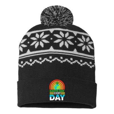 Earth Day Everyday Eco Awareness USA-Made Snowflake Beanie