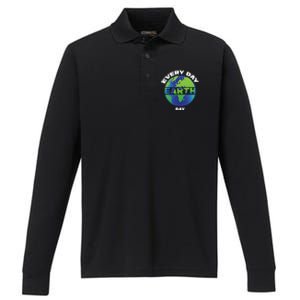 Earth Day Everyday Save The Earth Save Our Home Planet Earth Gift Performance Long Sleeve Polo