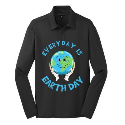 Earth Day Everyday Day Is Earth Day Climate Change Planet Gift Silk Touch Performance Long Sleeve Polo