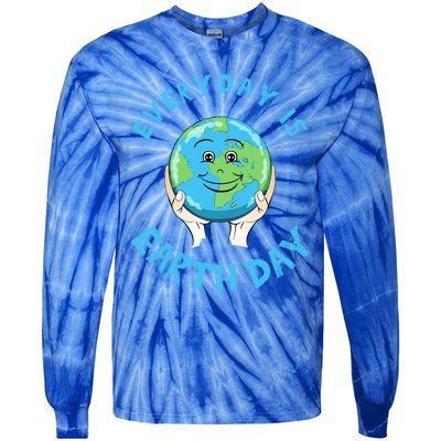 Earth Day Everyday Day Is Earth Day Climate Change Planet Gift Tie-Dye Long Sleeve Shirt