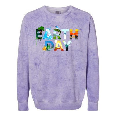 Earth Day Environmental Protection Save Tree Animals Colorblast Crewneck Sweatshirt