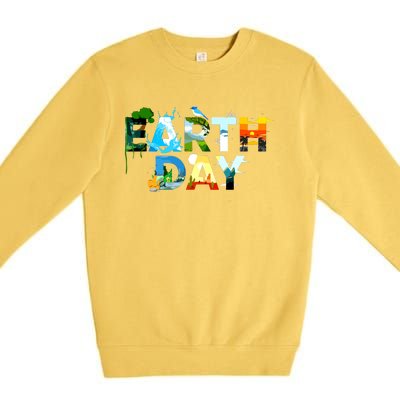 Earth Day Environmental Protection Save Tree Animals Premium Crewneck Sweatshirt