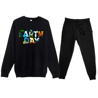 Earth Day Environmental Protection Save Tree Animals Premium Crewneck Sweatsuit Set