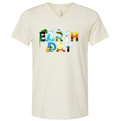 Earth Day Environmental Protection Save Tree Animals V-Neck T-Shirt