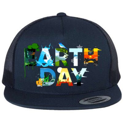 Earth Day Environmental Protection Save Tree Animals Flat Bill Trucker Hat