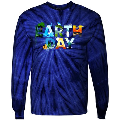 Earth Day Environmental Protection Save Tree Animals Tie-Dye Long Sleeve Shirt