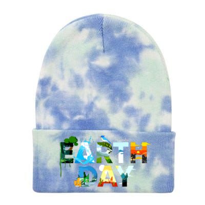 Earth Day Environmental Protection Save Tree Animals Tie Dye 12in Knit Beanie