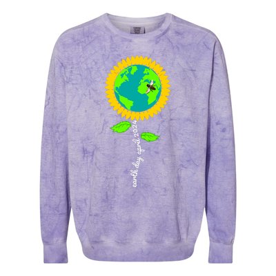 Earth Day Every Day 2024 Sunflower Restore Save Earth Colorblast Crewneck Sweatshirt