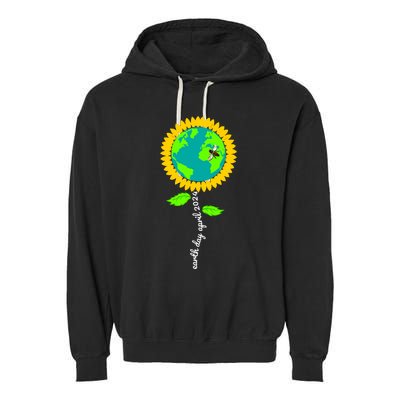 Earth Day Every Day 2024 Sunflower Restore Save Earth Garment-Dyed Fleece Hoodie