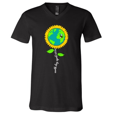 Earth Day Every Day 2024 Sunflower Restore Save Earth V-Neck T-Shirt