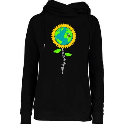 Earth Day Every Day 2024 Sunflower Restore Save Earth Womens Funnel Neck Pullover Hood