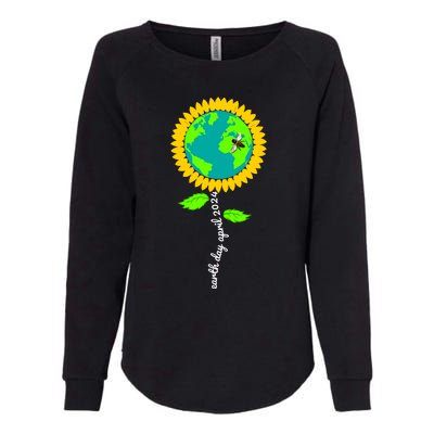 Earth Day Every Day 2024 Sunflower Restore Save Earth Womens California Wash Sweatshirt