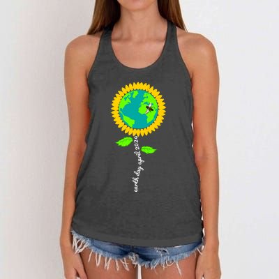 Earth Day Every Day 2024 Sunflower Restore Save Earth Women's Knotted Racerback Tank