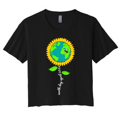 Earth Day Every Day 2024 Sunflower Restore Save Earth Women's Crop Top Tee