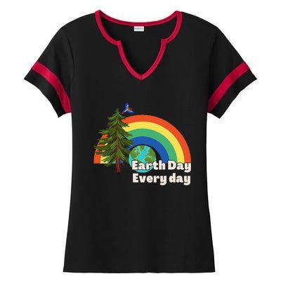 Earth Day Every Day Cute Earth Day Ladies Halftime Notch Neck Tee