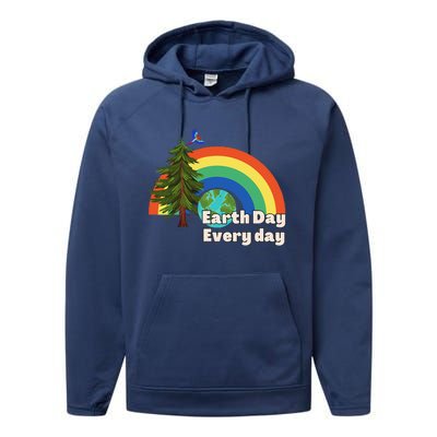 Earth Day Every Day Cute Earth Day Performance Fleece Hoodie