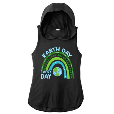 Earth Day Everyday Rainbow Ladies PosiCharge Tri-Blend Wicking Draft Hoodie Tank