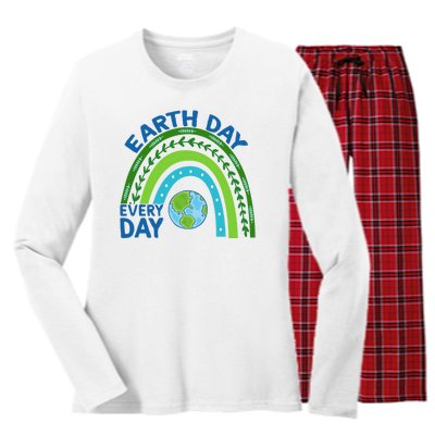 Earth Day Everyday Rainbow Women's Long Sleeve Flannel Pajama Set 