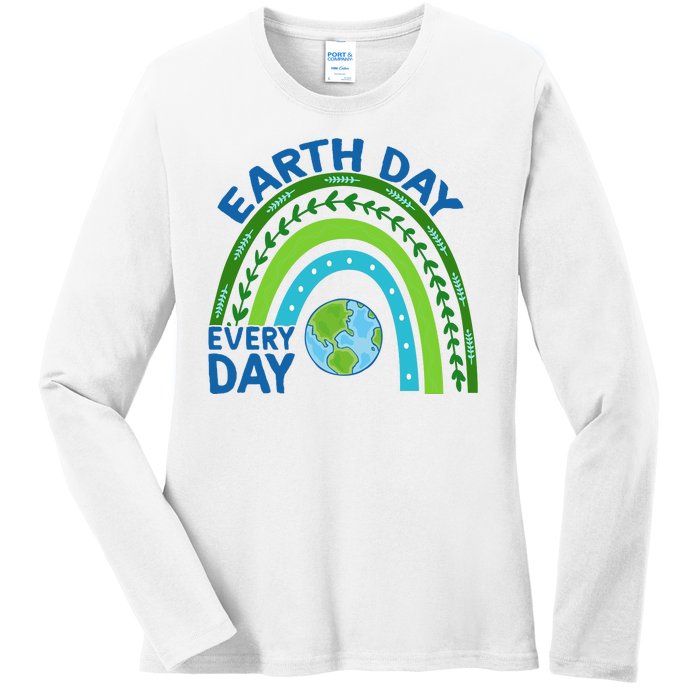 Earth Day Everyday Rainbow Ladies Long Sleeve Shirt