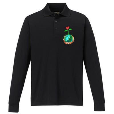 Earth Day Everyday Plant More Trees Save Our Climate Change Cool Gift Performance Long Sleeve Polo