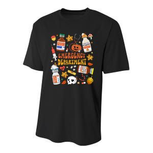 Emergency Department Funny Er Nurse Halloween Spooky Season Youth Performance Sprint T-Shirt