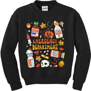 Emergency Department Funny Er Nurse Halloween Spooky Season Kids Sweatshirt