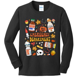 Emergency Department Funny Er Nurse Halloween Spooky Season Kids Long Sleeve Shirt