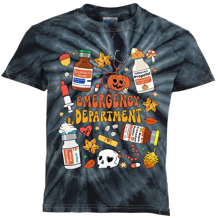 Emergency Department Funny Er Nurse Halloween Spooky Season Kids Tie-Dye T-Shirt