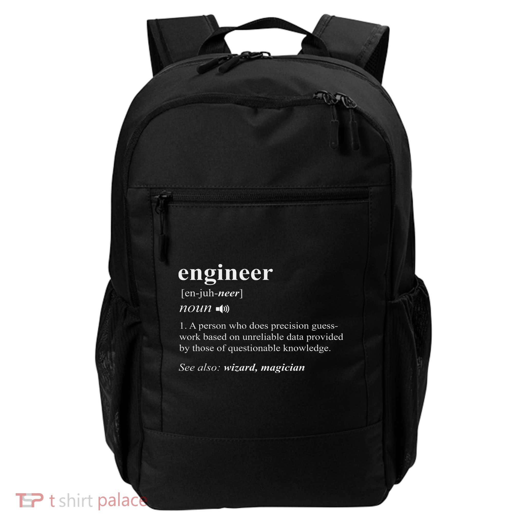 Engineer Definition Funny Engineering Mechanical Civil Gift Daily Commute Backpack