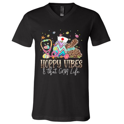 Easter Day Funny Hoppy Vibes & That CNA Life Easte V-Neck T-Shirt