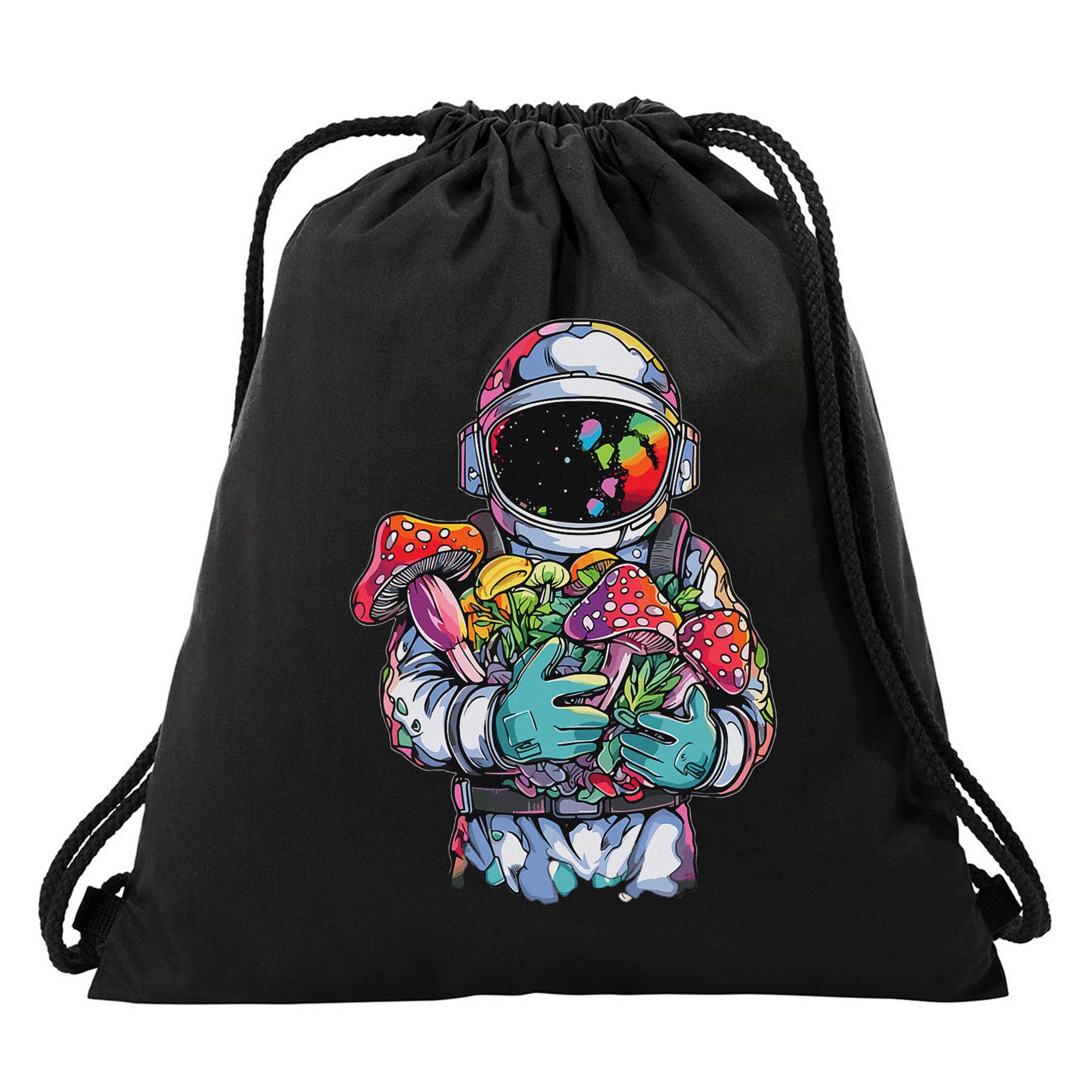 Edm Dj Festival Outfit & Women Trippy Astronaut Art Edm Mushroom Psychedelic Rave, Drawstring Bag