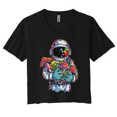 Edm Dj Festival Outfit & Women Trippy Astronaut Art Edm Mushroom Psychedelic Rave, Crop Top