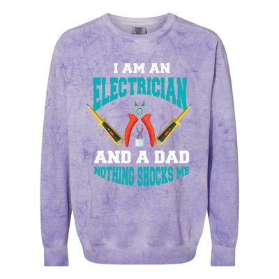 Electrician Dad Funny Electrician Father Gift Colorblast Crewneck Sweatshirt