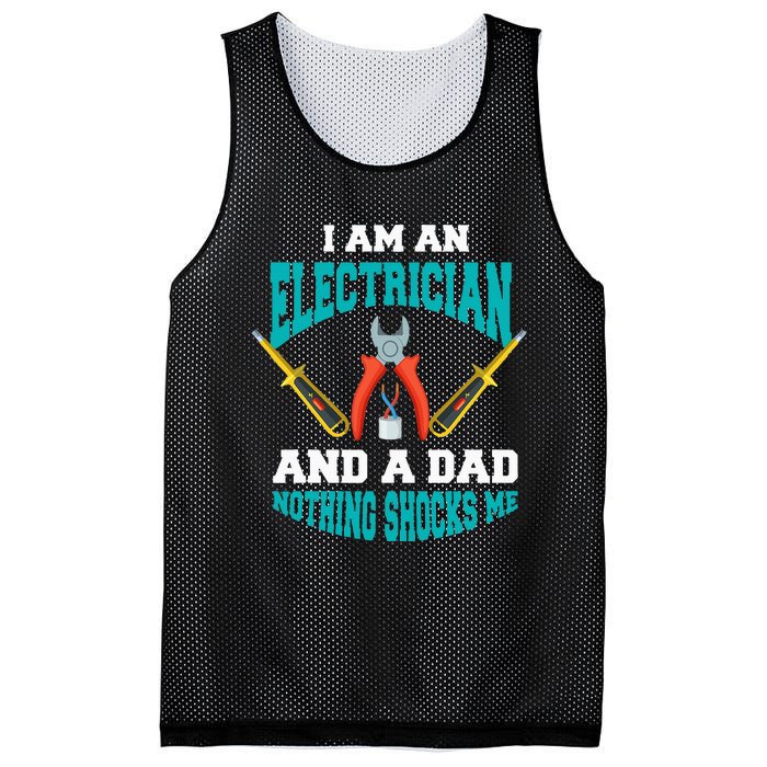 Electrician Dad Funny Electrician Father Gift Mesh Reversible Basketball Jersey Tank