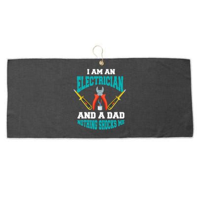 Electrician Dad Funny Electrician Father Gift Large Microfiber Waffle Golf Towel